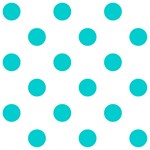 Polka Dots - Cyan on White