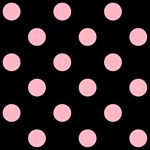 Polka Dots - Cherry Blossom Pink on Black