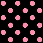 Polka Dots - Flamingo Pink on Black