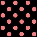 Polka Dots - Coral Pink on Black
