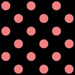 Polka Dots - Coral Pink on Black