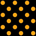 Polka Dots - Dark Tangerine Orange on Black