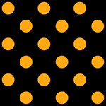 Polka Dots - Dark Tangerine Orange on Black