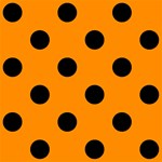 Polka Dots - Black on Dark Orange