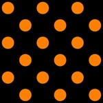 Polka Dots - Orange on Black