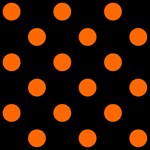 Polka Dots - Safety Orange on Black
