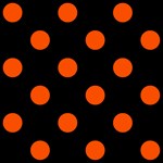 Polka Dots - Tangelo Orange on Black