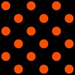 Polka Dots - Tangelo Orange on Black