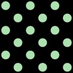 Polka Dots - Celadon Green on Black