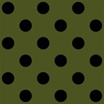 Polka Dots - Black on Army Green