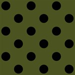 Polka Dots - Black on Army Green