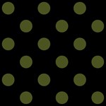 Polka Dots - Army Green on Black