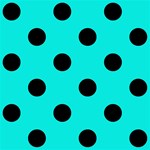 Polka Dots - Black on Bright Turquoise