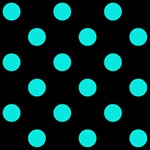 Polka Dots - Bright Turquoise on Black