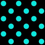 Polka Dots - Bright Turquoise on Black