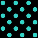 Polka Dots - Turquoise on Black