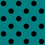 Polka Dots - Black on Teal