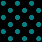 Polka Dots - Teal on Black