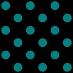 Polka Dots - Teal on Black