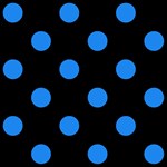 Polka Dots - Dodger Blue on Black