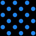 Polka Dots - Dodger Blue on Black