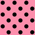 Polka Dots - Black on Flamingo Pink