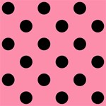 Polka Dots - Black on Flamingo Pink