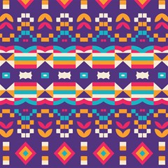 pastel shapes rows on purple background