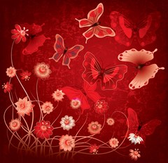 four red butterflies with flower illustration butterfly flowers