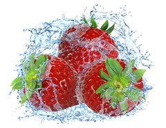 red strawberries water squirt strawberry fresh splash drops