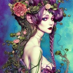 beautiful fantasy fairy with purple hair