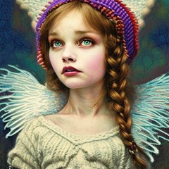 pretty fairy angel in knit outfit and beanie