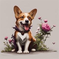 cute corgi dog with flowers