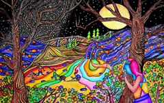 nature moon psychedelic painting