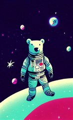 bear astronaut futuristic