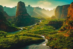 mountains trees forest