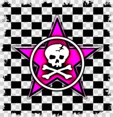 pink star checker skull