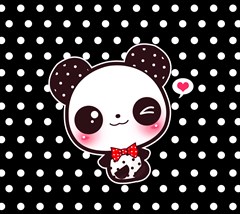 panda white dots on black