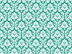 white on emerald green damask