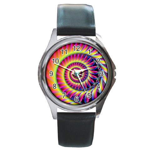 Fractal34 Round Metal Watch from ArtsNow.com Front