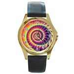 Fractal34 Round Gold Metal Watch