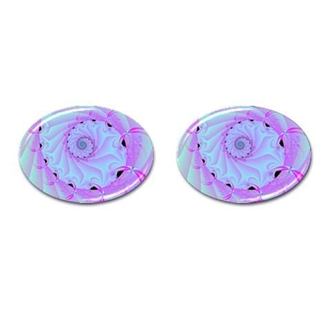 Fractal34 Cufflinks (Oval) from ArtsNow.com Front(Pair)