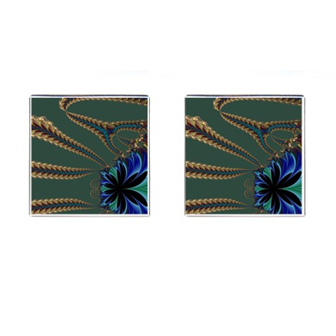 Fractal34 Cufflinks (Square) from ArtsNow.com Front(Pair)