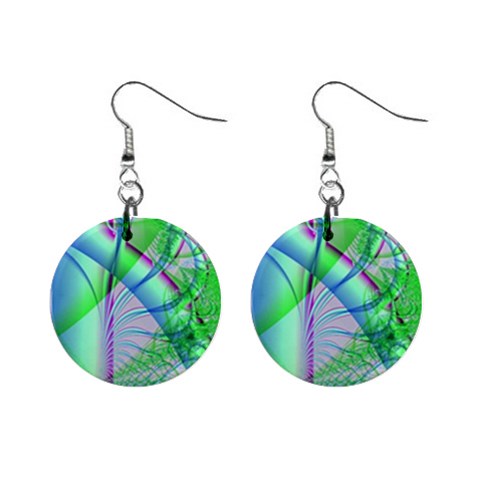 Fractal34 1  Button Earrings from ArtsNow.com Front