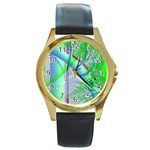 Fractal34 Round Gold Metal Watch