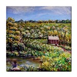 Tenant House in Summer by Ave Hurley - Tile Coaster