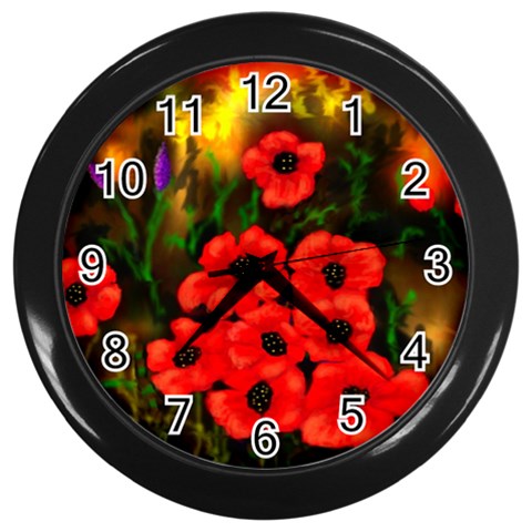  Poppies   by Ave Hurley ~ ArtRave.com Wall Clock (Black) from ArtsNow.com Front
