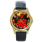  Poppies   by Ave Hurley ~ ArtRave.com Round Gold Metal Watch