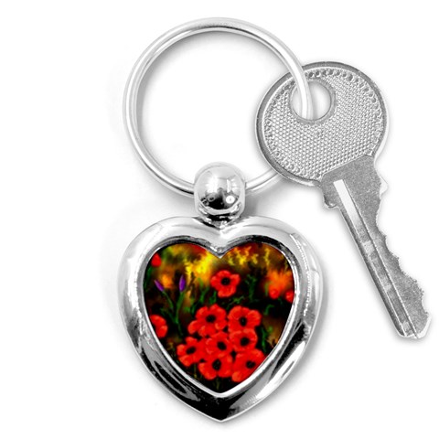  Poppies   by Ave Hurley ~ ArtRave.com Key Chain (Heart) from ArtsNow.com Front