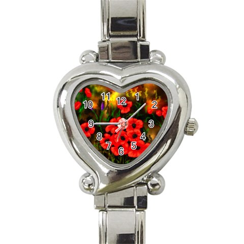  Poppies   by Ave Hurley ~ ArtRave.com Heart Italian Charm Watch from ArtsNow.com Front